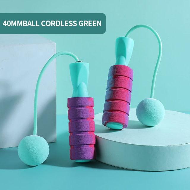 Cordless Skipping Rope Weight-Bearing Ball Sports Fitness Womens Indoor Dual-Use Weight Loss Sports Professional Fat Burning Ball Bearing Fast Rope Skipping Adjustable Memory Foam Anti Skid Handle Skipping Rope New Fitness Speed Rope For Men And Women Stevvex