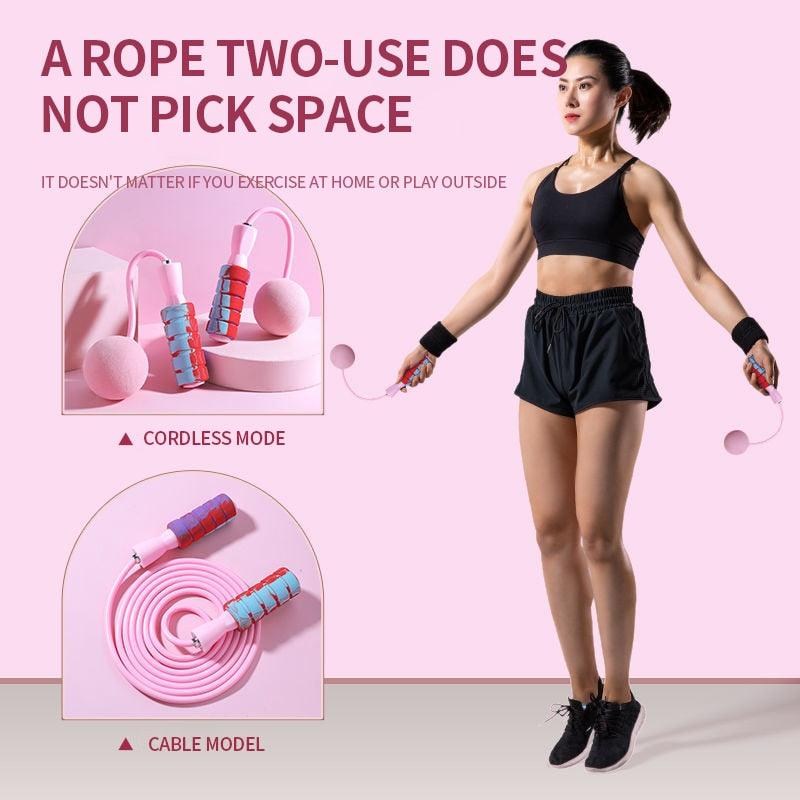 Cordless Skipping Rope Weight-Bearing Ball Sports Fitness Womens Indoor Dual-Use Weight Loss Sports Professional Fat Burning Ball Bearing Fast Rope Skipping Adjustable Memory Foam Anti Skid Handle Skipping Rope New Fitness Speed Rope For Men And Women Stevvex