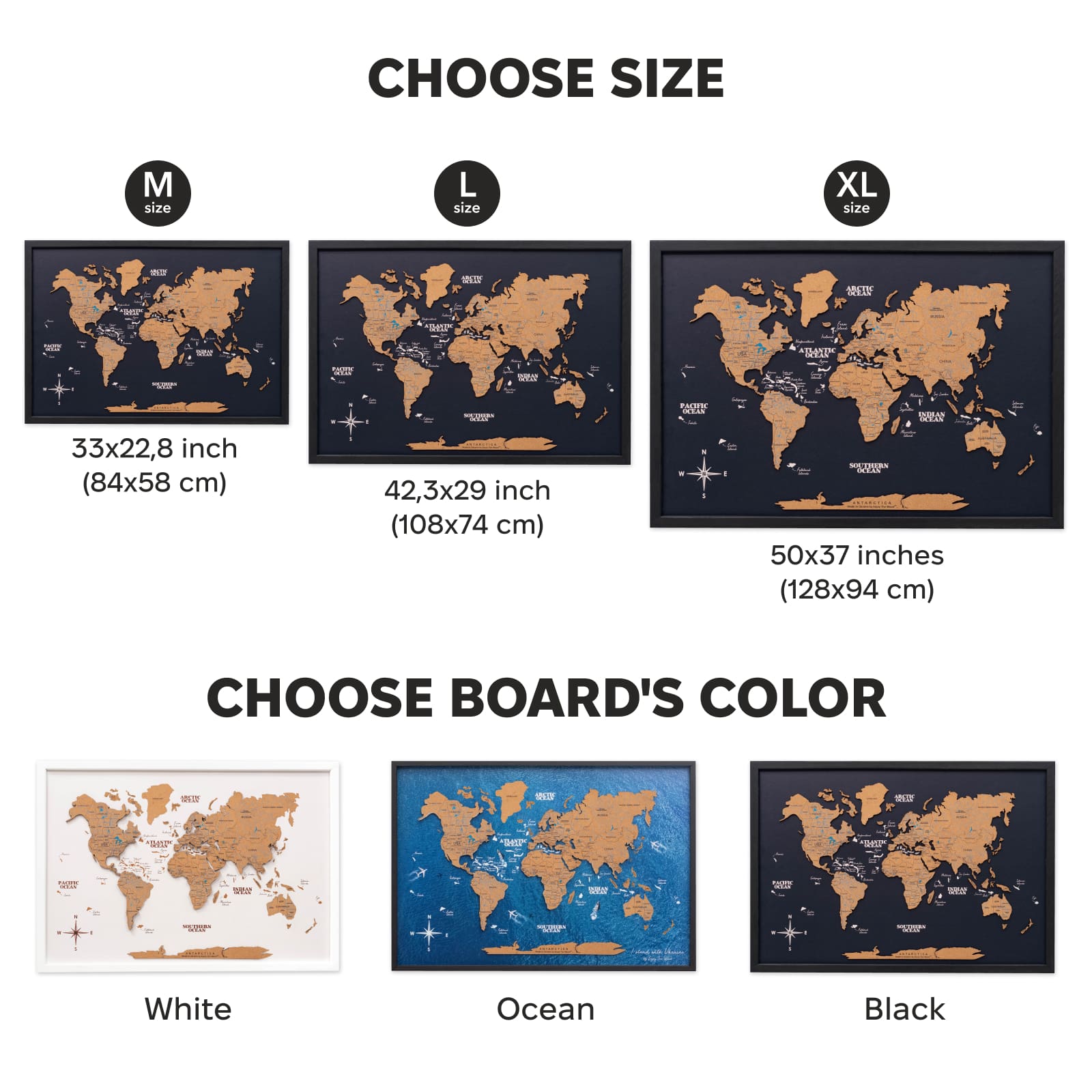 Cork Panel World Map - SJB-DIAMOND ELITES