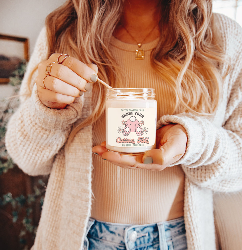 Cotton Blossom Candle - Fresh Lavender Cotton Scented Soy Candle, Home Spa BandsCo Straps