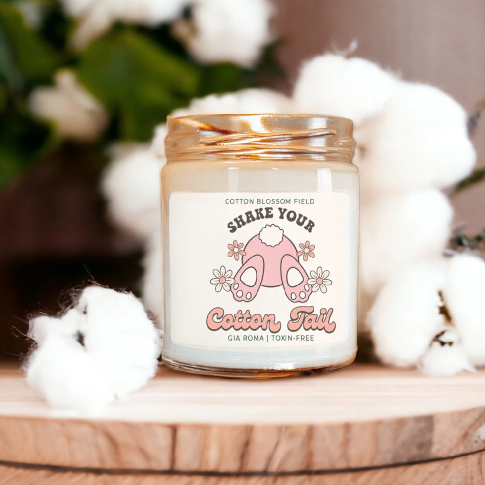 Cotton Blossom Candle - Fresh Lavender Cotton Scented Soy Candle, Home Spa BandsCo Straps