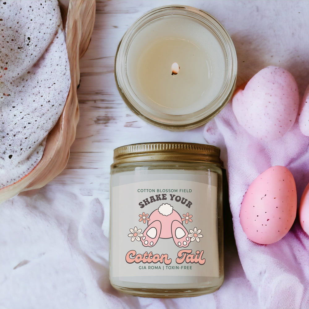 Cotton Blossom Candle - Fresh Lavender Cotton Scented Soy Candle, Home Spa BandsCo Straps