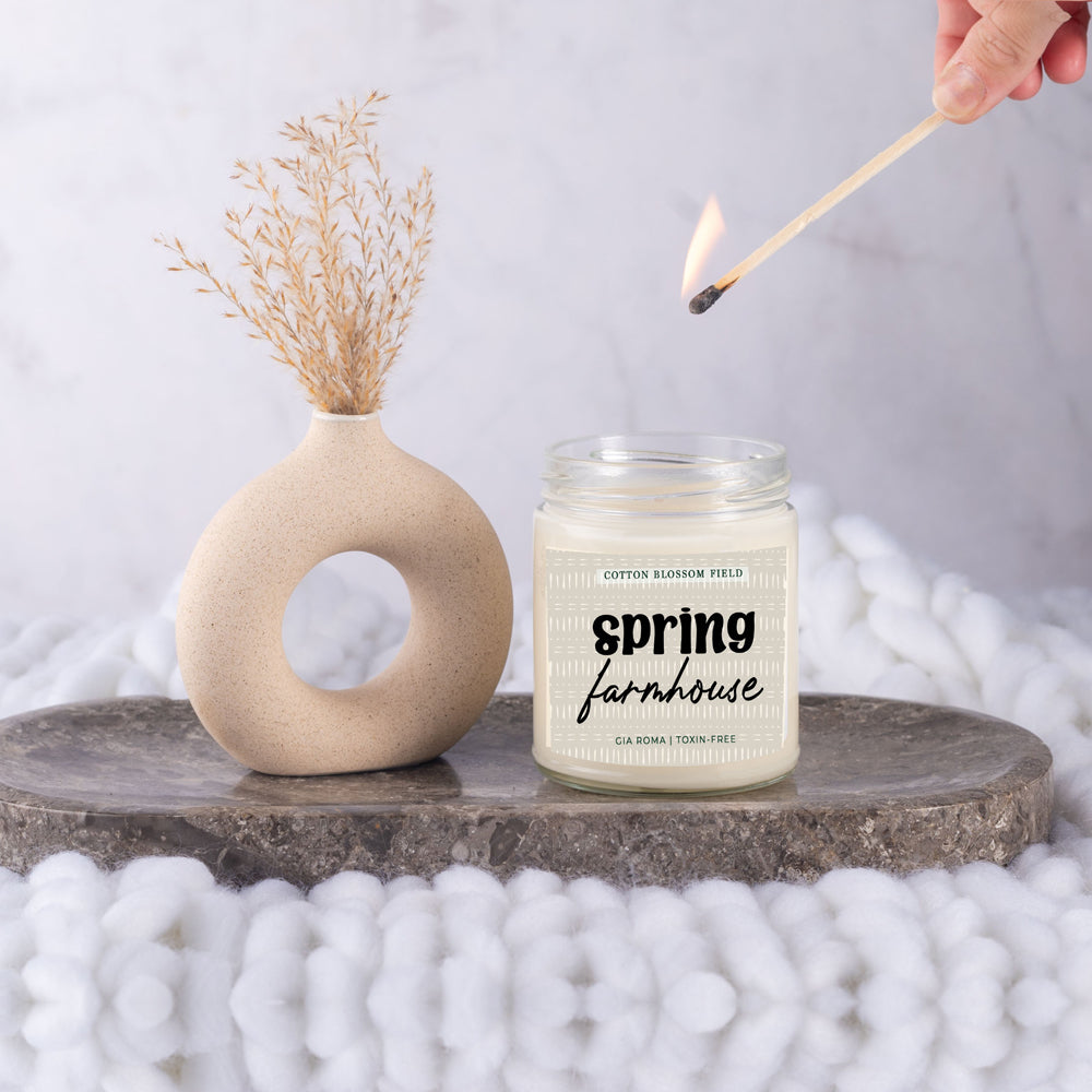 Cotton Blossom Soy Candle Fresh Lavender Cotton Spa Scent For Home BandsCo Straps