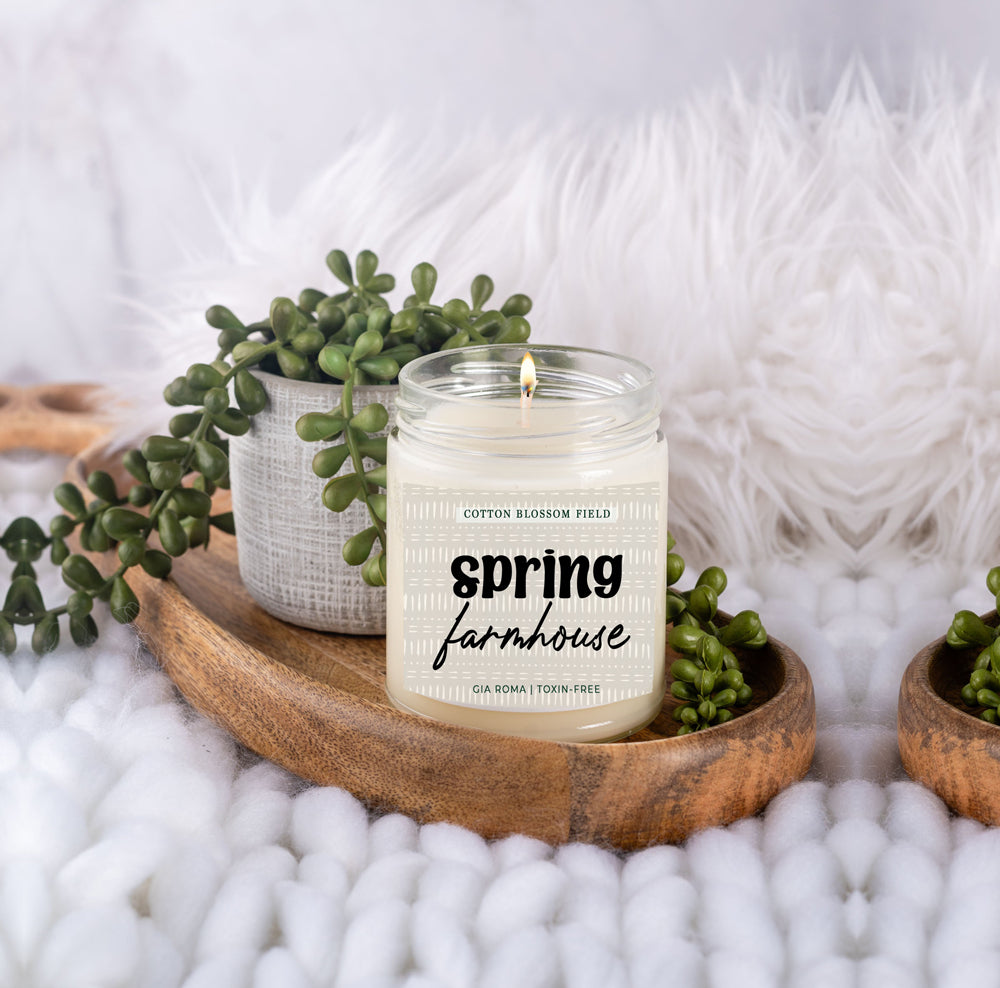 Cotton Blossom Soy Candle Fresh Lavender Cotton Spa Scent For Home BandsCo Straps