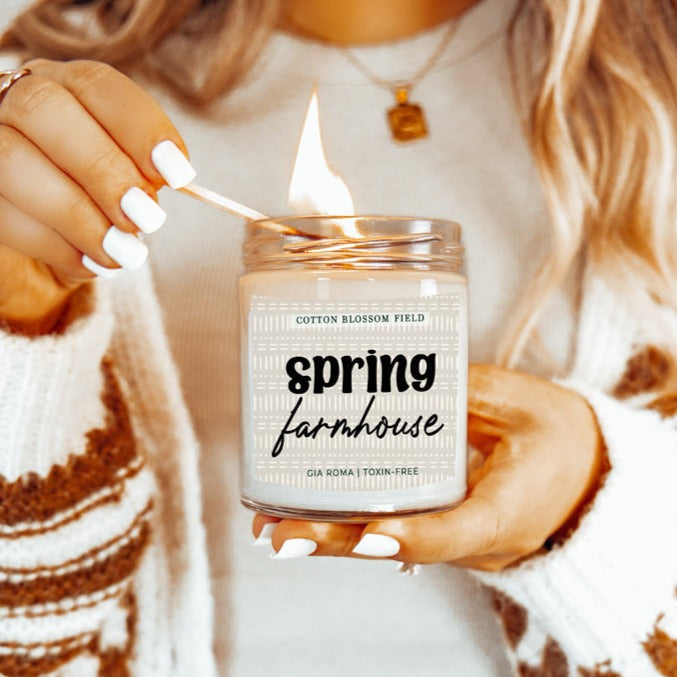 Cotton Blossom Soy Candle Fresh Lavender Cotton Spa Scent For Home BandsCo Straps