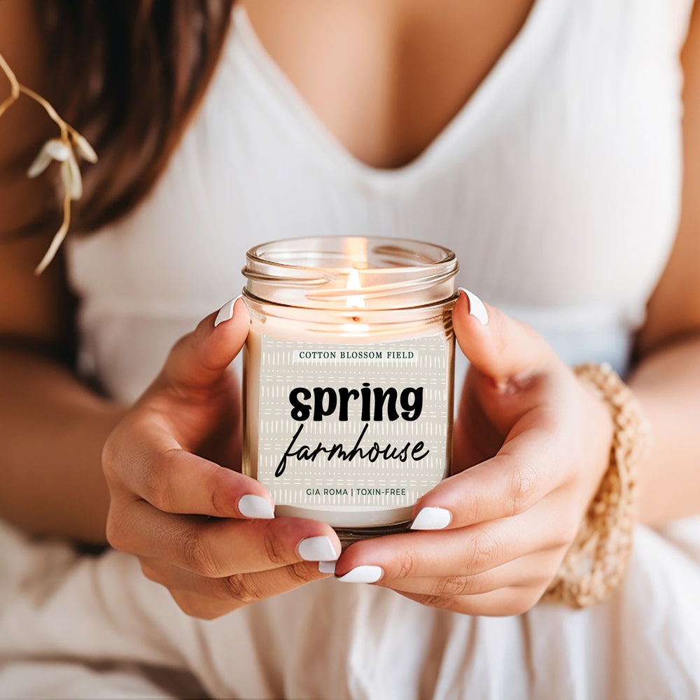 Cotton Blossom Soy Candle Fresh Lavender Cotton Spa Scent For Home BandsCo Straps
