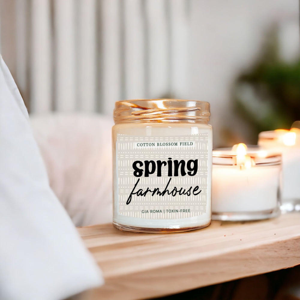 Cotton Blossom Soy Candle Fresh Lavender Cotton Spa Scent For Home BandsCo Straps