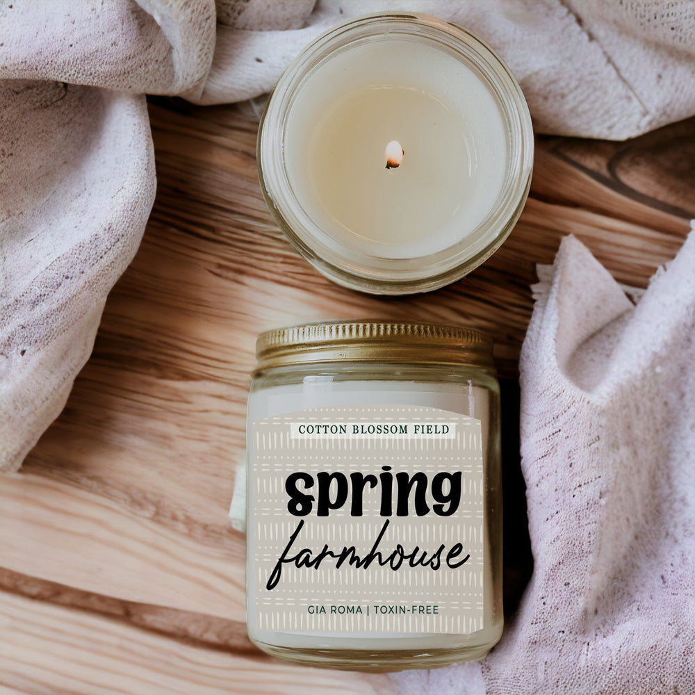 Cotton Blossom Soy Candle Fresh Lavender Cotton Spa Scent For Home BandsCo Straps