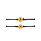 Cotton Cord Sunflower Bracelets Handmade Braided With Black Rope Charm Friendship Wish Card Surf Bangle Couples 2pcs/set Handmade Promise Adjustable Bracelets Matching Friendship Bracelet