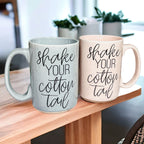Shake Your Cotton Tail 16oz Ceramic Easter Coffee Mug Pastel Pink Blue BandsCo Straps