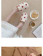Cotton Slippers Women's Autumn Winter Fashion Style Plush Indoor Warm Women's Shoes Warm Slippers Memory Foam Cotton Home Slippers Soft Plush House Heart Cute Design Slippers