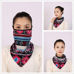 Cotton Women Mask Scarf Face Mascarillas Wraps Floral Print Lady Warm Neck Scarves Foulard Bandana Reusable Outdoor Riding Masks Scarf Neck Gaiter Headwear Headband Head Wrap Scarf Mask Neck Ear Warmers Headbands Perfect Bandana