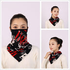 Cotton Women Mask Scarf Face Mascarillas Wraps Floral Print Lady Warm Neck Scarves Foulard Bandana Reusable Outdoor Riding Masks Scarf Neck Gaiter Headwear Headband Head Wrap Scarf Mask Neck Ear Warmers Headbands Perfect Bandana