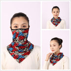 Cotton Women Mask Scarf Face Mascarillas Wraps Floral Print Lady Warm Neck Scarves Foulard Bandana Reusable Outdoor Riding Masks Scarf Neck Gaiter Headwear Headband Head Wrap Scarf Mask Neck Ear Warmers Headbands Perfect Bandana