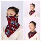 Cotton Women Mask Scarf Face Mascarillas Wraps Floral Print Lady Warm Neck Scarves Foulard Bandana Reusable Outdoor Riding Masks Scarf Neck Gaiter Headwear Headband Head Wrap Scarf Mask Neck Ear Warmers Headbands Perfect Bandana