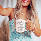 Shake Your Cotton Tail 16oz Ceramic Easter Coffee Mug Pastel Pink Blue BandsCo Straps