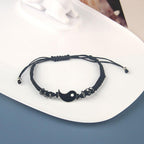 Couple Bracelets Cord Braid Chain Bracelet Alloy Pendant Two-piece Woven Rope Braid Bracelet Bangle For Women Men Charm Adjustable Black White Matching Bracelets For Couples