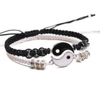 Couple Bracelets Cord Braid Chain Bracelet Alloy Pendant Two-piece Woven Rope Braid Bracelet Bangle For Women Men Charm Adjustable Black White Matching Bracelets For Couples