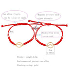 Couple Magnets Bracelets Ocean Waves Charm Pinky Promise Bracelets Adjustable For Women Men Friendship Valentine's Day Couple Bracelet For Women Love Friendship Rope Braided Distance Bangle Magnetic Bracelets Paired Jewelry Bracelet