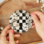 Spring Ceramic Coasters Set of 4 Courtly Check Designs Absorbent Drink Coasters for Table Protection BandsCo Straps