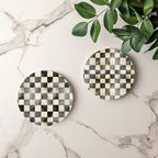 Spring Ceramic Coasters Set of 4 Courtly Check Designs Absorbent Drink Coasters for Table Protection BandsCo Straps