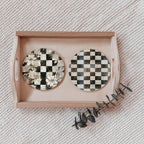 Spring Ceramic Coasters Set of 4 Courtly Check Designs Absorbent Drink Coasters for Table Protection BandsCo Straps