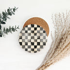 Spring Ceramic Coasters Set of 4 Courtly Check Designs Absorbent Drink Coasters for Table Protection BandsCo Straps