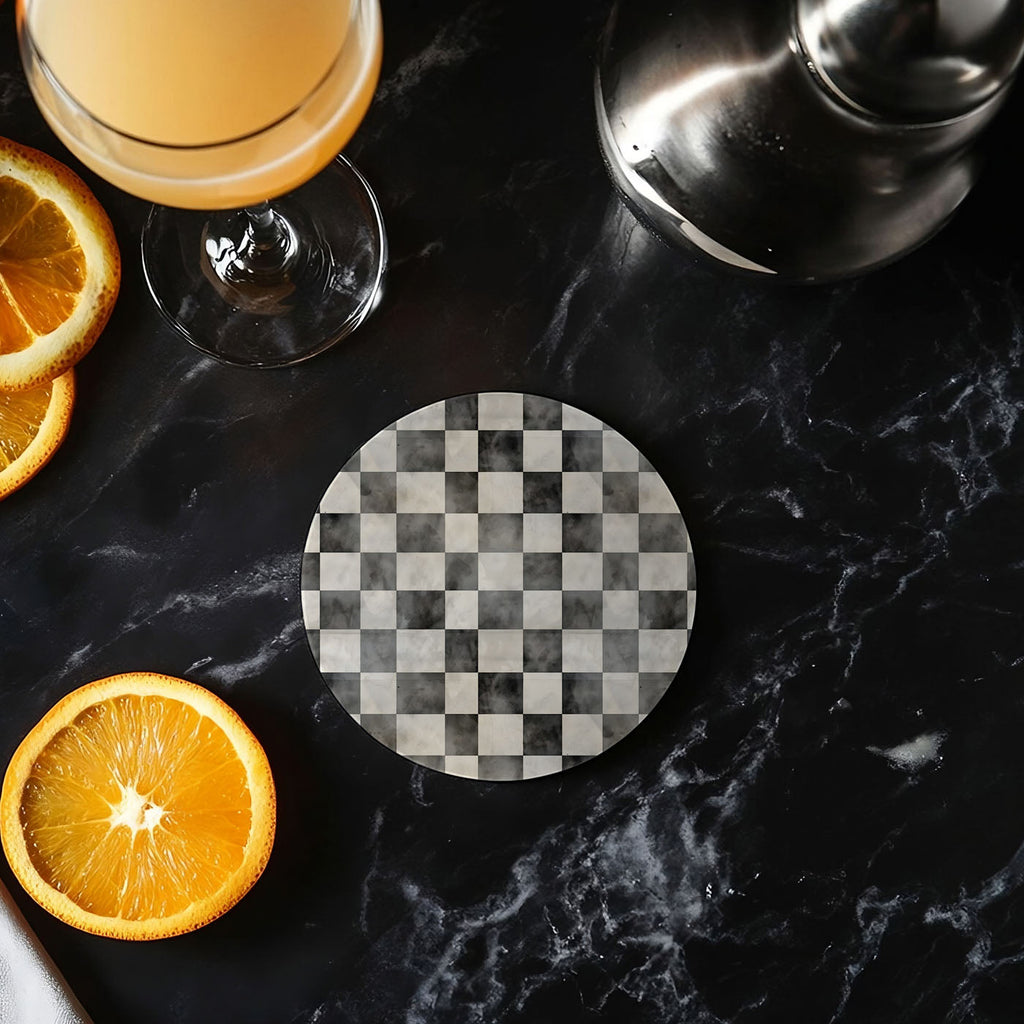 Spring Ceramic Coasters Set of 4 Courtly Check Designs Absorbent Drink Coasters for Table Protection BandsCo Straps