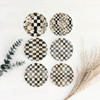 Spring Ceramic Coasters Set of 4 Courtly Check Designs Absorbent Drink Coasters for Table Protection BandsCo Straps