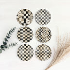 Spring Ceramic Coasters Set of 4 Courtly Check Designs Absorbent Drink Coasters for Table Protection BandsCo Straps