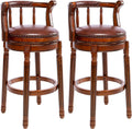 Cow Top Leather Wooden Bar Stools, 360 Degree Swivel Bar Height Chair with Backs for Home Kitchen Counter, Morden Chair Barstools (Brown 2Pcs, Bar Height-Seat Height 29.5”) Lootquake LLC