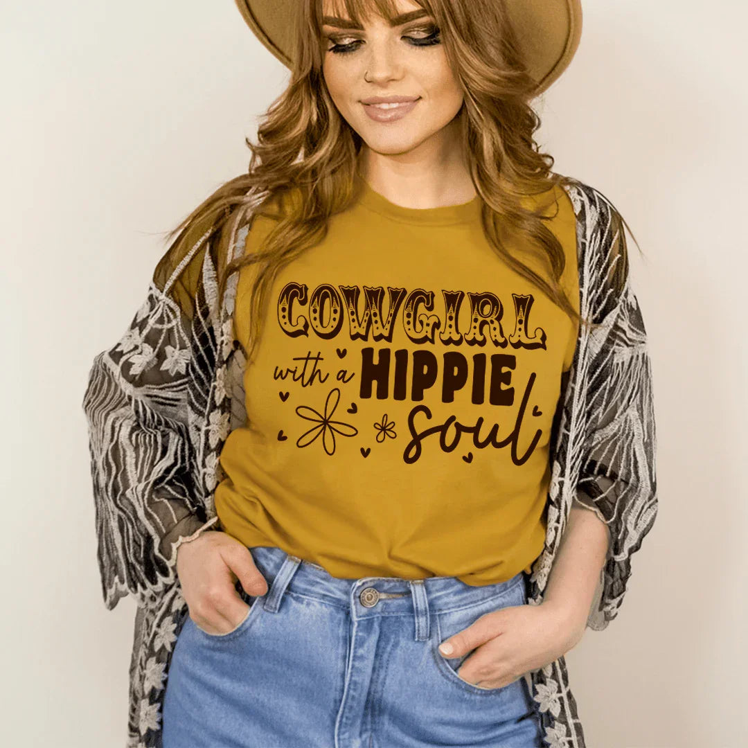 Cowgirl With Hippie Soul Tee Peachy Sunday