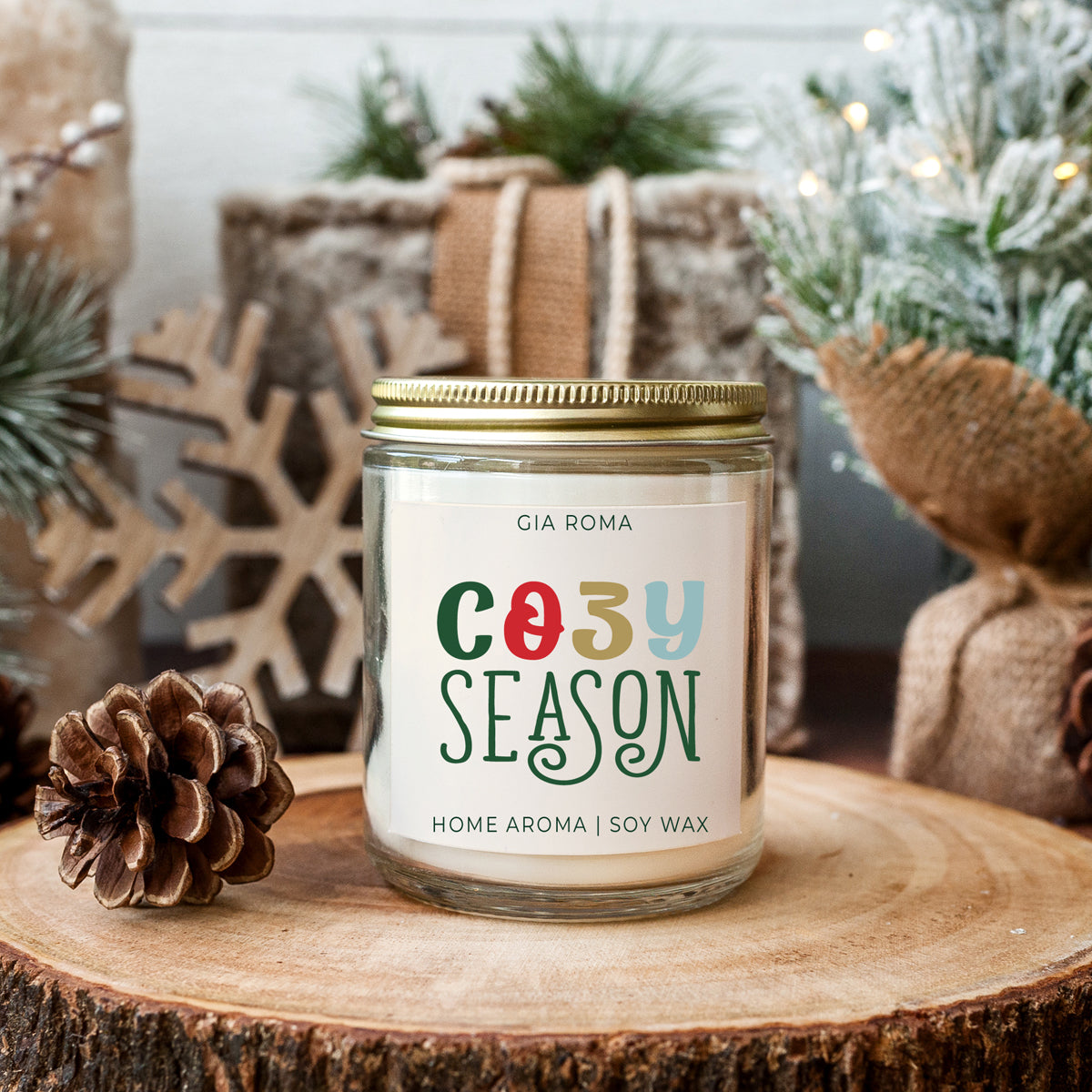 Winter Forest Soy Candle 9oz - Citrus Clove Pine Oakmoss Sandalwood BandsCo Straps
