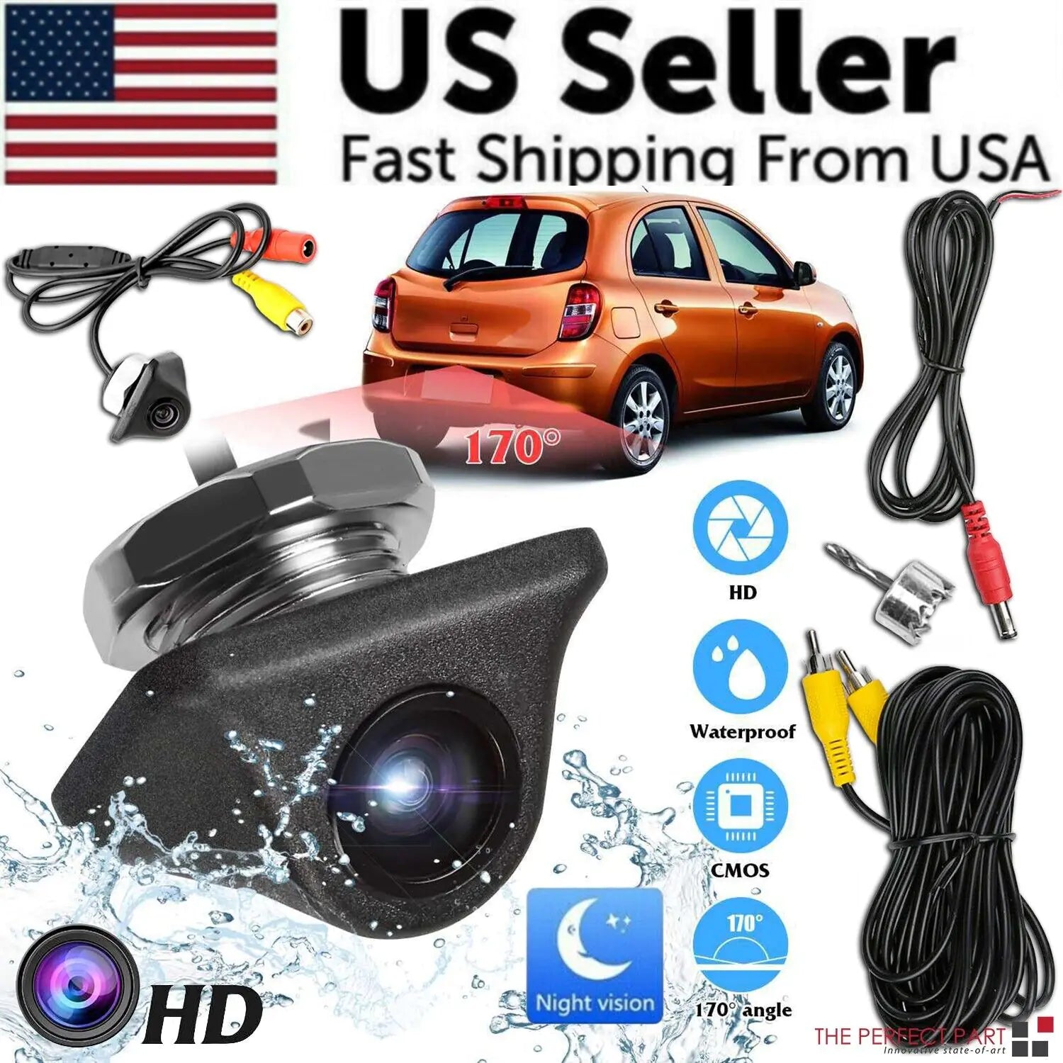 Car Rear View Reverse Camera Parking Backup Cam HD Night Vision Waterproof 170° Pi-Mart