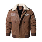 Men's Vintage Brown Bomber Leather Jacket for Winter Pi-Mart