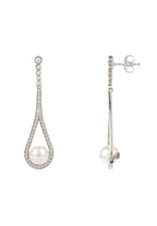 Latelita Cradled Pearl Drop Earrings Silver | Femstylo