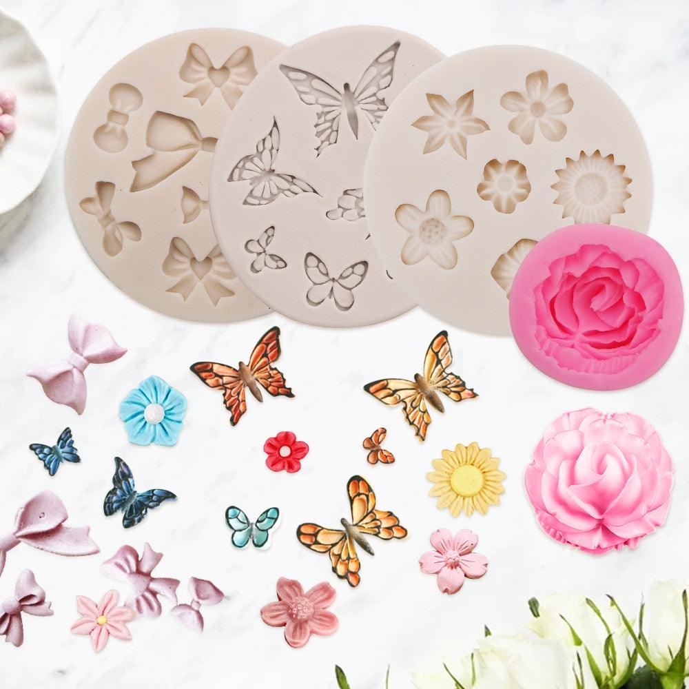 Creative Butterfly Shape Silicone Mold Fondant Candle Mould Resin Molds Homemade Cake Decorate Kitchen Accessories Food Grade Silicone Fondant Mold Reusable Ice Candy Mold Stevvex