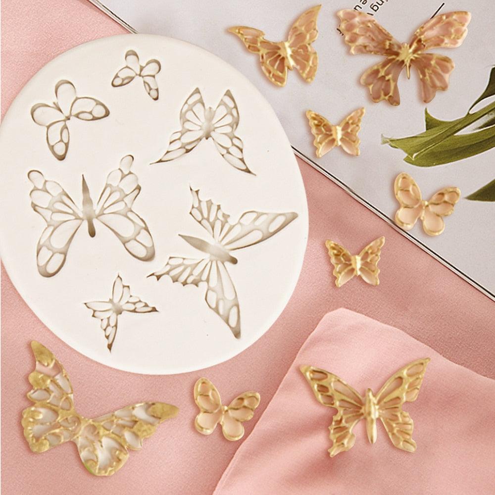 Creative Butterfly Shape Silicone Mold Fondant Candle Mould Resin Molds Homemade Cake Decorate Kitchen Accessories Food Grade Silicone Fondant Mold Reusable Ice Candy Mold Stevvex
