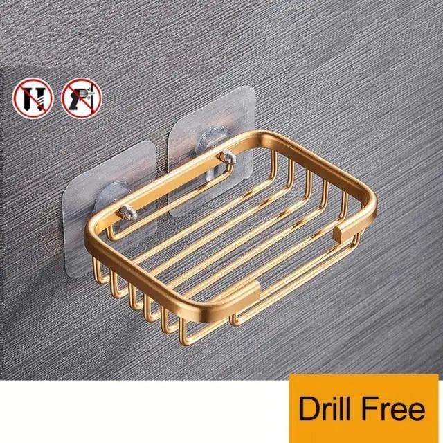 Creative Drill Free Soap Dish Holder Wall Mounted Storage Rack Toilet Soap Box Sponge Dish Bathroom Accessories Soap Dish Holder with Loofah Bath Sponge Towel Razor Holder for Bathroom Shower Kitchen Adhesive Wall Mounted No Drilling Stevvex