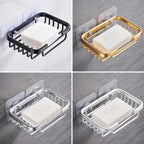 Creative Drill Free Soap Dish Holder Wall Mounted Storage Rack Toilet Soap Box Sponge Dish Bathroom Accessories Soap Dish Holder with Loofah Bath Sponge Towel Razor Holder for Bathroom Shower Kitchen Adhesive Wall Mounted No Drilling Stevvex