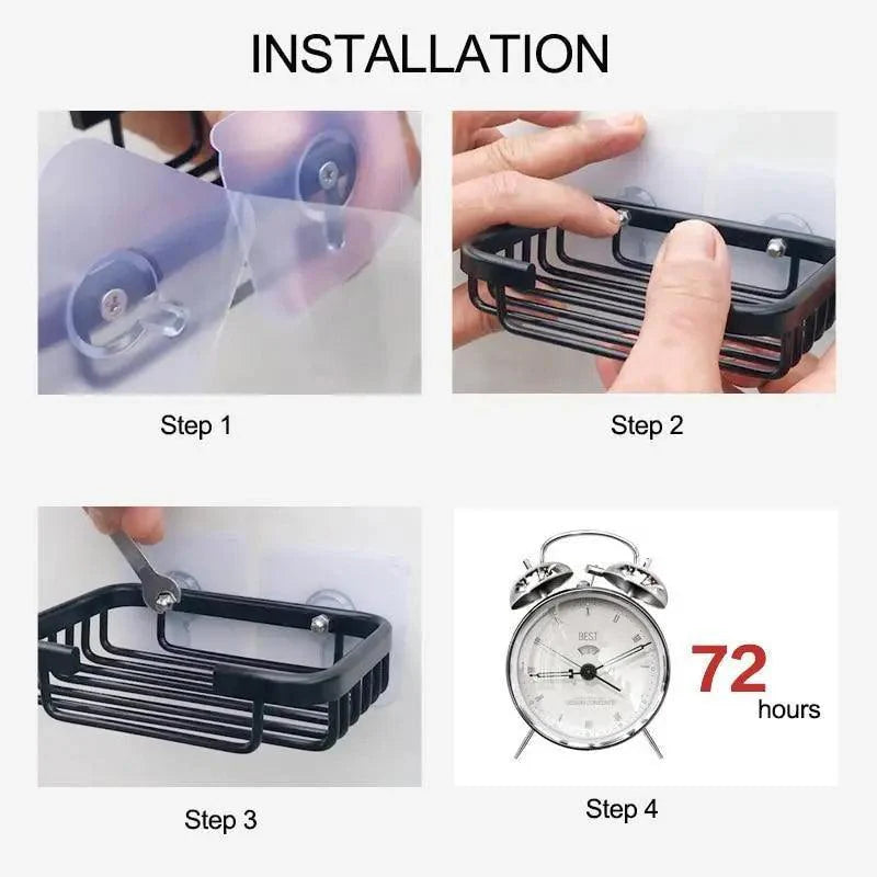 Creative Drill Free Soap Dish Holder Wall Mounted Storage Rack Toilet Soap Box Sponge Dish Bathroom Accessories Soap Dish Holder with Loofah Bath Sponge Towel Razor Holder for Bathroom Shower Kitchen Adhesive Wall Mounted No Drilling Stevvex