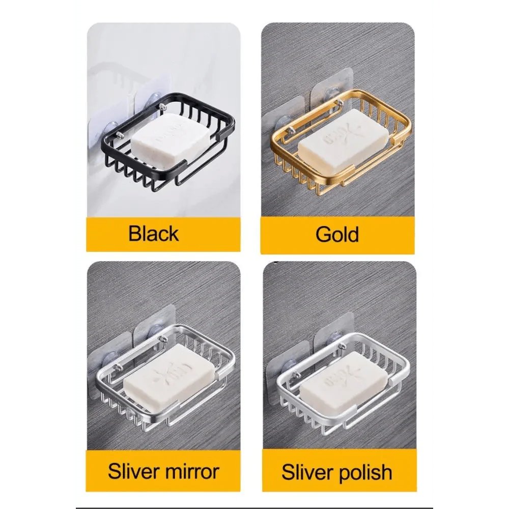 Creative Drill Free Soap Dish Holder Wall Mounted Storage Rack Toilet Soap Box Sponge Dish Bathroom Accessories Soap Dish Holder with Loofah Bath Sponge Towel Razor Holder for Bathroom Shower Kitchen Adhesive Wall Mounted No Drilling Stevvex