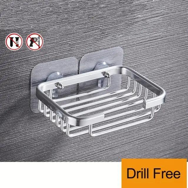 Creative Drill Free Soap Dish Holder Wall Mounted Storage Rack Toilet Soap Box Sponge Dish Bathroom Accessories Soap Dish Holder with Loofah Bath Sponge Towel Razor Holder for Bathroom Shower Kitchen Adhesive Wall Mounted No Drilling Stevvex