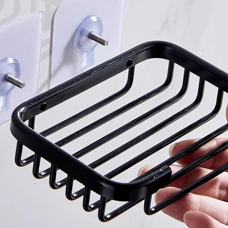 Creative Drill Free Soap Dish Holder Wall Mounted Storage Rack Toilet Soap Box Sponge Dish Bathroom Accessories Soap Dish Holder with Loofah Bath Sponge Towel Razor Holder for Bathroom Shower Kitchen Adhesive Wall Mounted No Drilling Stevvex