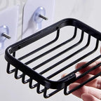 Creative Drill Free Soap Dish Holder Wall Mounted Storage Rack Toilet Soap Box Sponge Dish Bathroom Accessories Soap Dish Holder with Loofah Bath Sponge Towel Razor Holder for Bathroom Shower Kitchen Adhesive Wall Mounted No Drilling Stevvex