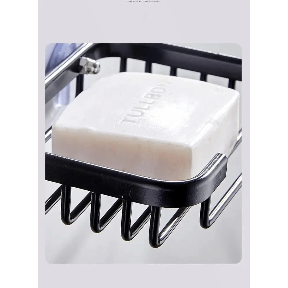 Creative Drill Free Soap Dish Holder Wall Mounted Storage Rack Toilet Soap Box Sponge Dish Bathroom Accessories Soap Dish Holder with Loofah Bath Sponge Towel Razor Holder for Bathroom Shower Kitchen Adhesive Wall Mounted No Drilling Stevvex