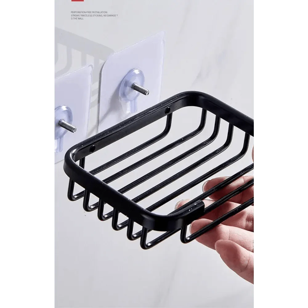 Creative Drill Free Soap Dish Holder Wall Mounted Storage Rack Toilet Soap Box Sponge Dish Bathroom Accessories Soap Dish Holder with Loofah Bath Sponge Towel Razor Holder for Bathroom Shower Kitchen Adhesive Wall Mounted No Drilling Stevvex