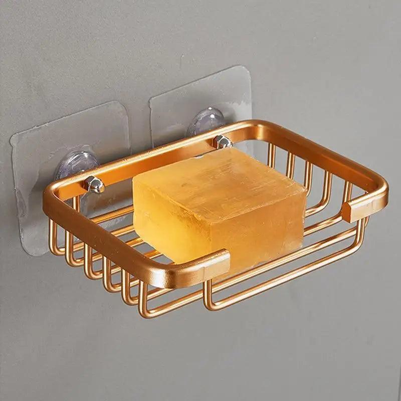 Creative Drill Free Soap Dish Holder Wall Mounted Storage Rack Toilet Soap Box Sponge Dish Bathroom Accessories Soap Dish Holder with Loofah Bath Sponge Towel Razor Holder for Bathroom Shower Kitchen Adhesive Wall Mounted No Drilling Stevvex