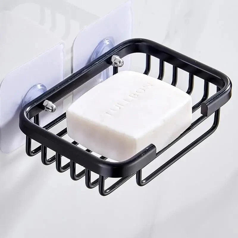 Creative Drill Free Soap Dish Holder Wall Mounted Storage Rack Toilet Soap Box Sponge Dish Bathroom Accessories Soap Dish Holder with Loofah Bath Sponge Towel Razor Holder for Bathroom Shower Kitchen Adhesive Wall Mounted No Drilling Stevvex