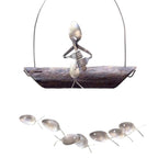 Creative Fishing Man Spoon Fish Sculptures Wind Chime Home Bedroom Painted Fish Mobile Tropical Fish Home Decor  Yard Garden Hanging Ornament Decoration Stevvex